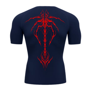 Camiseta Compressão Uv Manga Curta Cyber Tribal Unbreakable Dark Spine Rash Guard