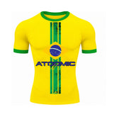 Camiseta Gola E Manga Colorida Manga Curta UV Atoomic Brasil Edition Varias Cores Rash Guard