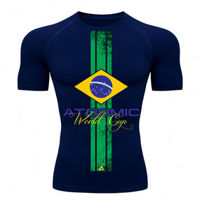 Camiseta Compressão Manga Curta UV Atoomic Brasil Edition Varias Cores Rash Guard