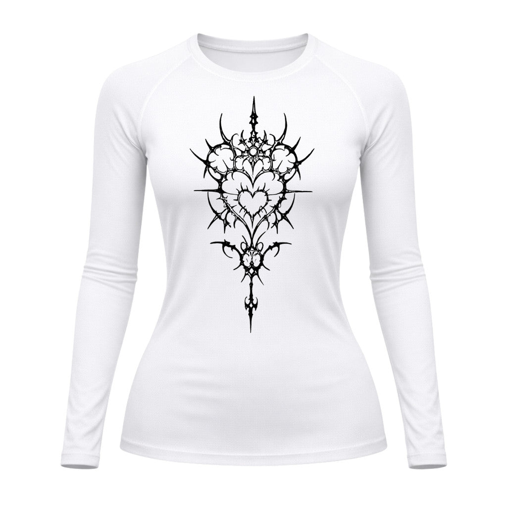Camiseta Compressão Uv Manga Longa Cyber Tribal Iron Heart Dark Rash Guard