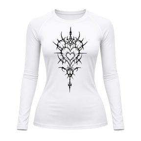 Camiseta Compressão Uv Manga Longa Cyber Tribal Iron Heart Dark Rash Guard