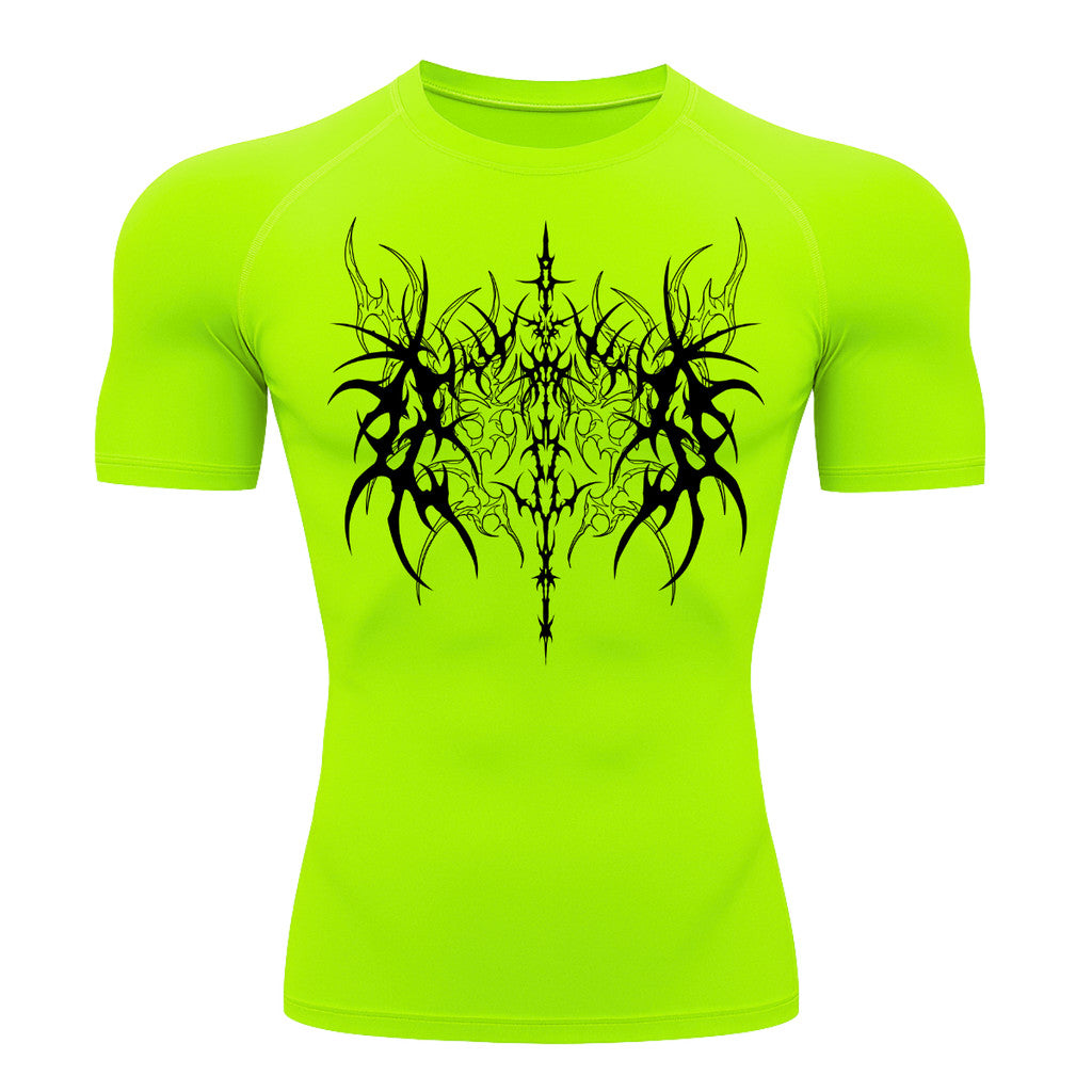 Camiseta Compressão Uv 50+ Manga Curta Cyber Tribal Dark Vanguard Rash Guard camisa