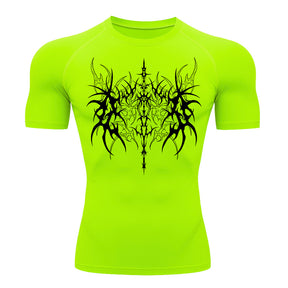 Camiseta Compressão Uv 50+ Manga Curta Cyber Tribal Dark Vanguard Rash Guard camisa