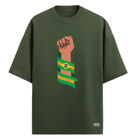 Camiseta Oversized Manga Curta Força Brasil Brasileiro Varias Cores