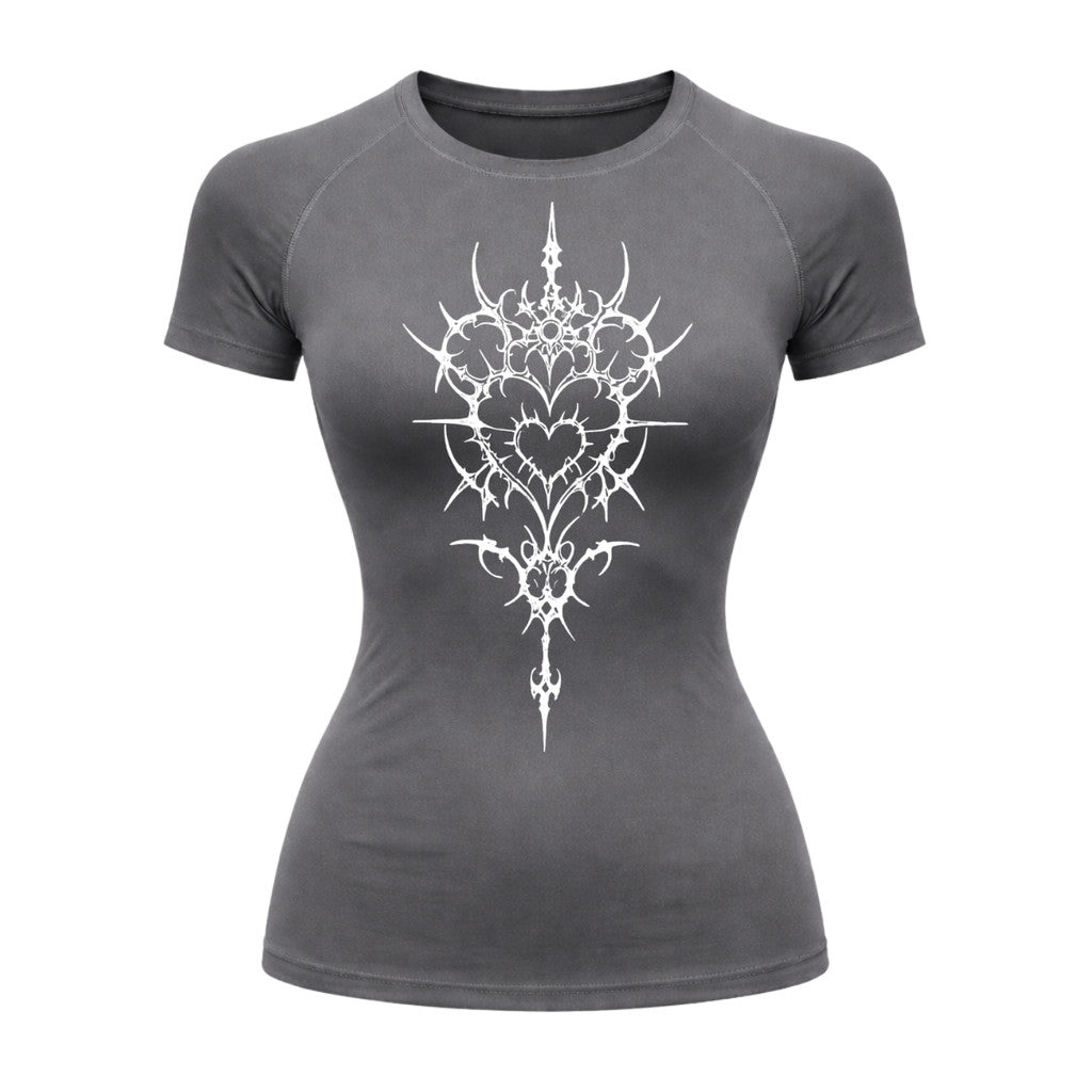 Camiseta Compressão Uv Manga Curta Cyber Tribal Iron Hearth Dark Rash Guard