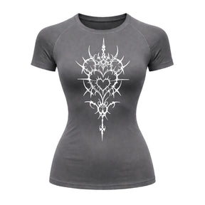Camiseta Compressão Uv Manga Curta Cyber Tribal Iron Hearth Dark Rash Guard
