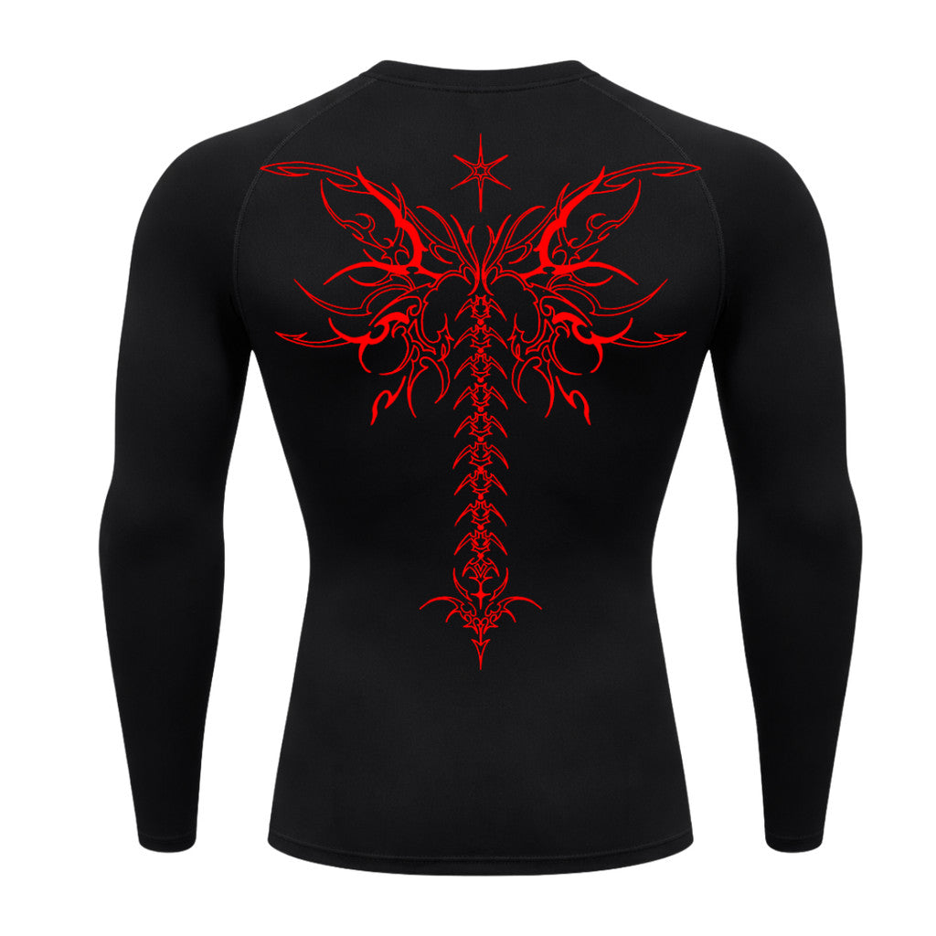 Camiseta Compressão Uv Manga Longa Cyber Tribal Shadow Stinger Wings Rash Guard