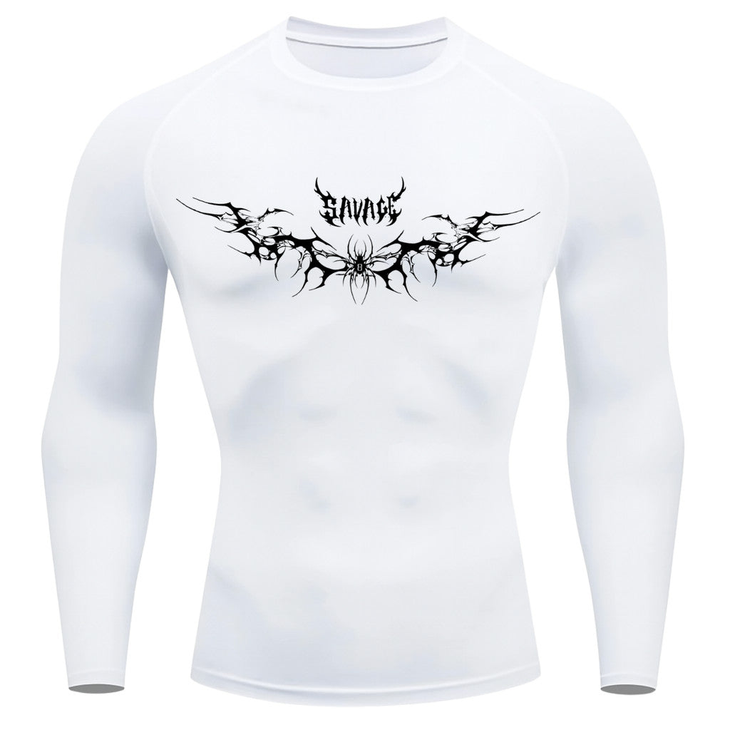 Camiseta Compressão Uv Manga Longa Cyber Tribal Savage Spider Wings Rash Guard