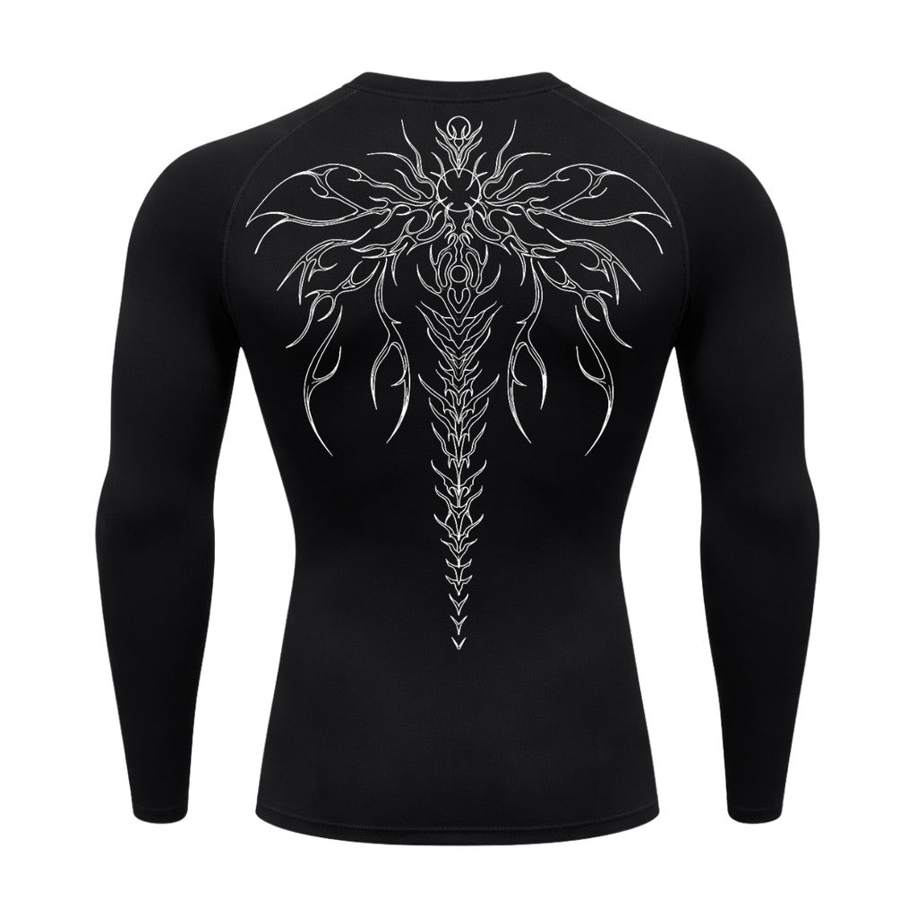 Camiseta Compressão Uv Manga Longa Cyber Tribal Chimera Spine Rash Guard