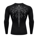 Camiseta Compressão Uv Manga Longa Cyber Tribal Chimera Spine Rash Guard