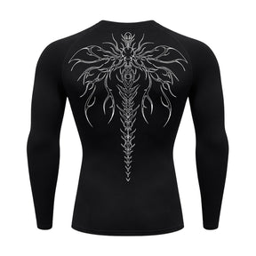 Camiseta Compressão Uv Manga Longa Cyber Tribal Chimera Spine Rash Guard