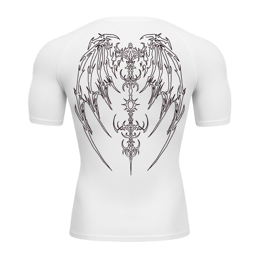 Camiseta Compressão Uv Manga Curta Cyber Tribal Phantom Wings Rash Guard