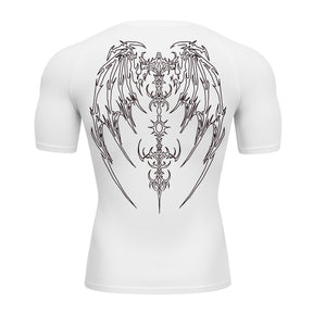 Camiseta Compressão Uv Manga Curta Cyber Tribal Phantom Wings Rash Guard