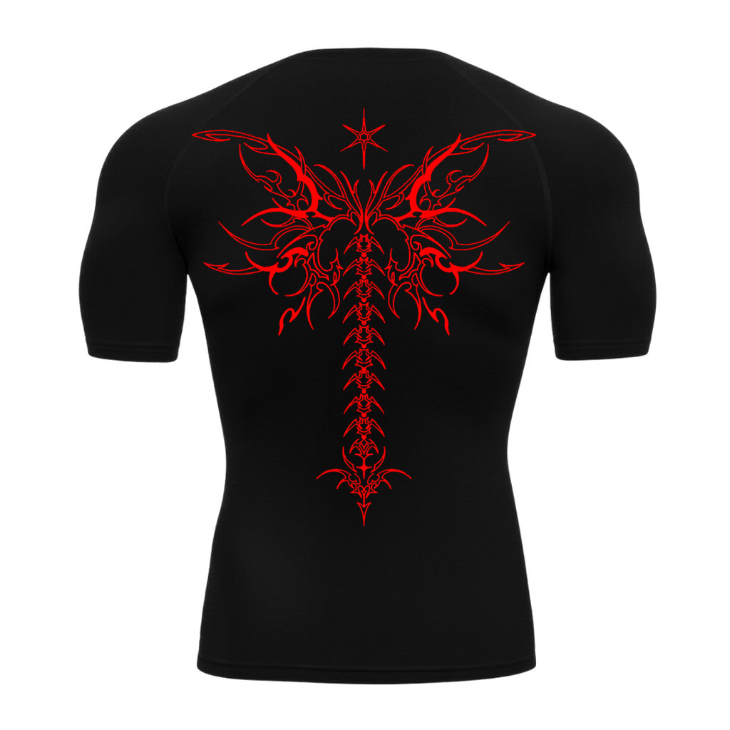 Camiseta Compressão Uv Manga Curta Cyber Tribal Shadow Stinger Wings Rash Guard