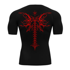 Camiseta Compressão Uv Manga Curta Cyber Tribal Shadow Stinger Wings Rash Guard