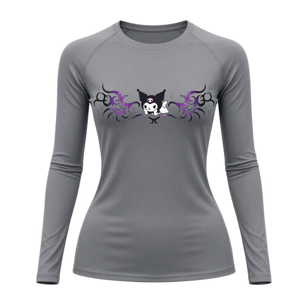 Camiseta Compressão Uv Manga Longa Cyber Tribal Kuromi Hello Kitty Rash Guard