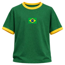Camiseta Algodão Manga Curta Bandeira Do Brasil Camiseta Varias Cores