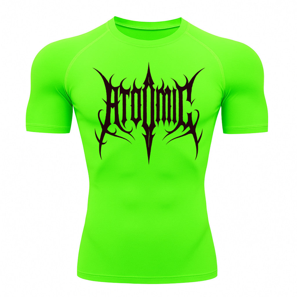 Camiseta Compressão Uv Manga Curta Cyber Tribal Atoomic Imperium Dark Rash Guard