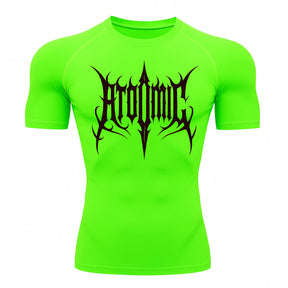 Camiseta Compressão Uv Manga Curta Cyber Tribal Atoomic Imperium Dark Rash Guard