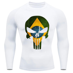 Camiseta Compressão Manga Longa UV Justiceiro Brasil Varias Cores Rash Guard