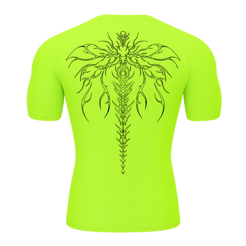 Camiseta Compressão Uv Manga Curta Cyber Tribal Chimera Spine Rash Guard