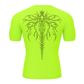 Camiseta Compressão Uv Manga Curta Cyber Tribal Chimera Spine Rash Guard