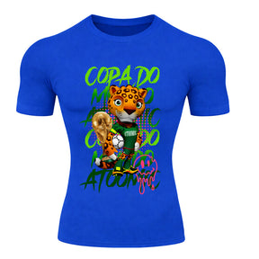Camiseta Compressão Manga Curta UV Atoomic Onça Mascote Brasil Varias Cores Rash Guard