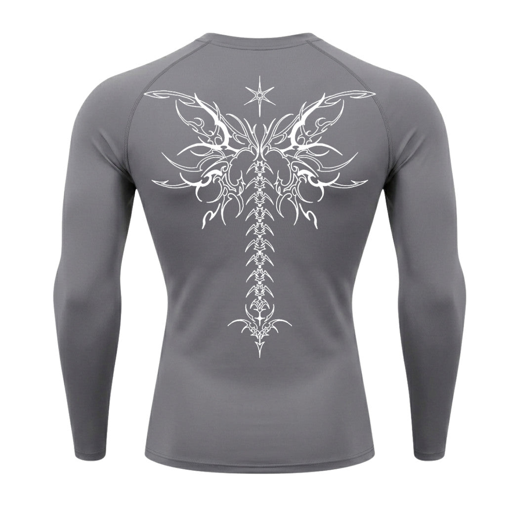 Camiseta Compressão Uv Manga Longa Cyber Tribal Shadow Stinger Wings Rash Guard