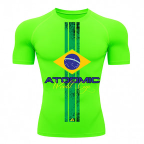 Camiseta Compressão Manga Curta UV Atoomic Brasil Edition Varias Cores Rash Guard