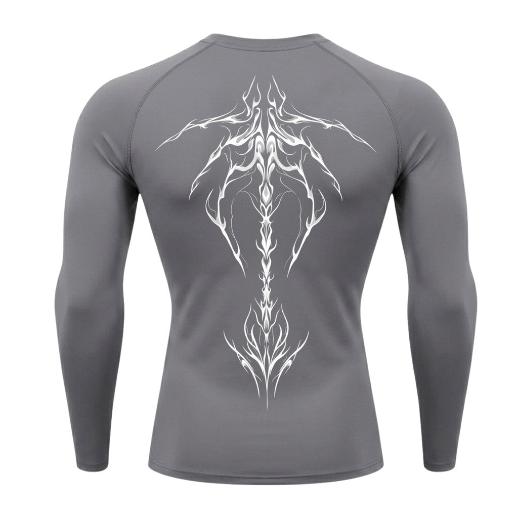 Camiseta Compressão Uv Manga Longa Cyber Tribal Unbreakable Dark Spine Rash Guard