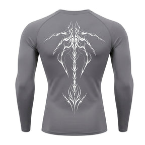 Camiseta Compressão Uv Manga Longa Cyber Tribal Unbreakable Dark Spine Rash Guard