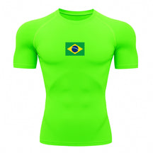 Camiseta Compressão Manga Curta Proteção UV 50+ Bandeira Do Brasil Varias Cores Rash Guard