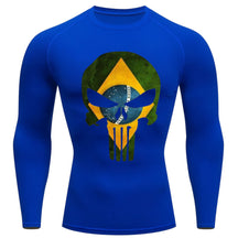 Camiseta Compressão Manga Longa UV Justiceiro Brasil Varias Cores Rash Guard