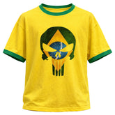 Camiseta Algodão Manga Curta Gola E Manga Colorida UV Justiceiro Brasil Rash Guard