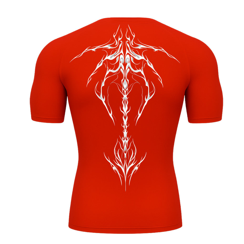 Camiseta Compressão Uv Manga Curta Cyber Tribal Unbreakable Dark Spine Rash Guard