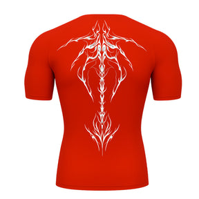 Camiseta Compressão Uv Manga Curta Cyber Tribal Unbreakable Dark Spine Rash Guard