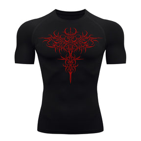 Camiseta Compressão Uv 50+ Manga Curta Cyber Tribal Savage Emblem Rash Guard