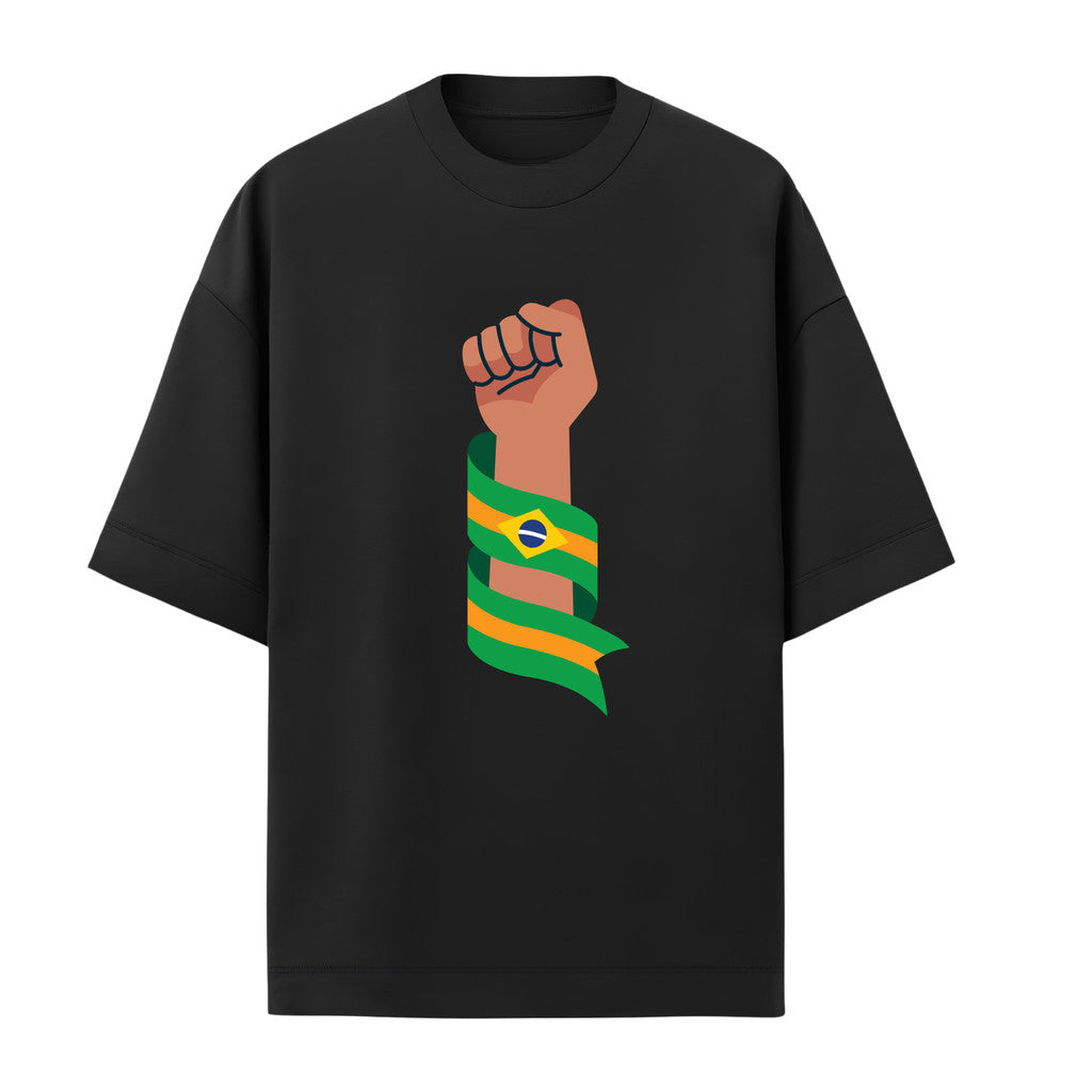 Camiseta Oversized Manga Curta Força Brasil Brasileiro Varias Cores