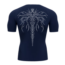 Camiseta Compressão Uv Manga Curta Cyber Tribal Chimera Spine Rash Guard