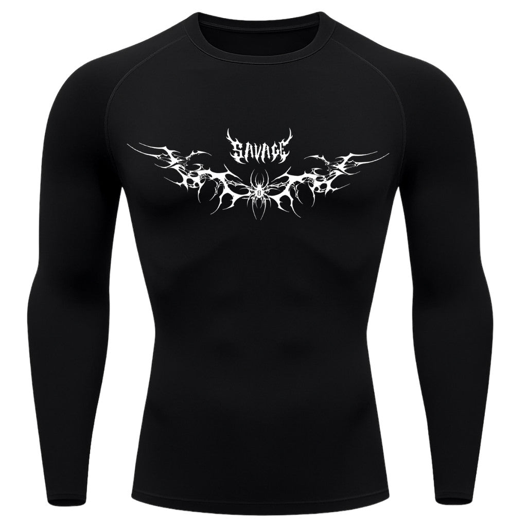 Camiseta Compressão Uv Manga Longa Cyber Tribal Savage Spider Wings Rash Guard