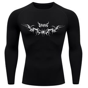 Camiseta Compressão Uv Manga Longa Cyber Tribal Savage Spider Wings Rash Guard