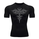 Camiseta Compressão Uv 50+ Manga Curta Cyber Tribal Savage Emblem Rash Guard