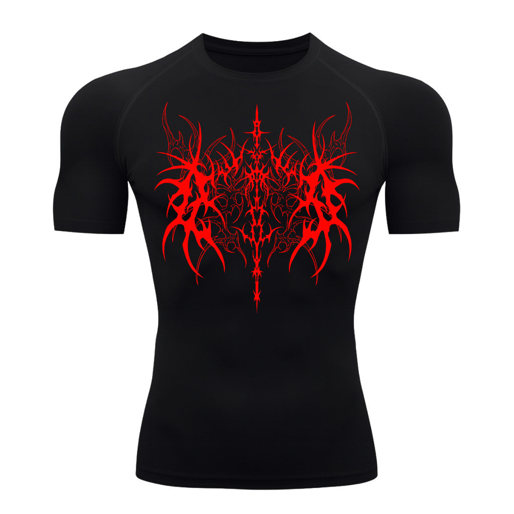 Camiseta Compressão Uv 50+ Manga Curta Cyber Tribal Dark Vanguard Rash Guard camisa