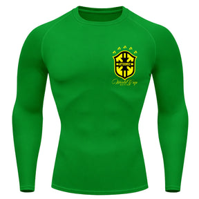 Camiseta Compressão Manga Longa UV Atoomic Escudo Brasil Prime Varias Cores Rash Guard