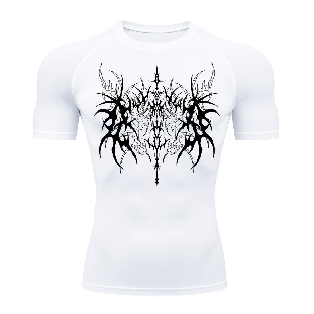 Camiseta Compressão Uv 50+ Manga Curta Cyber Tribal Dark Vanguard Rash Guard camisa