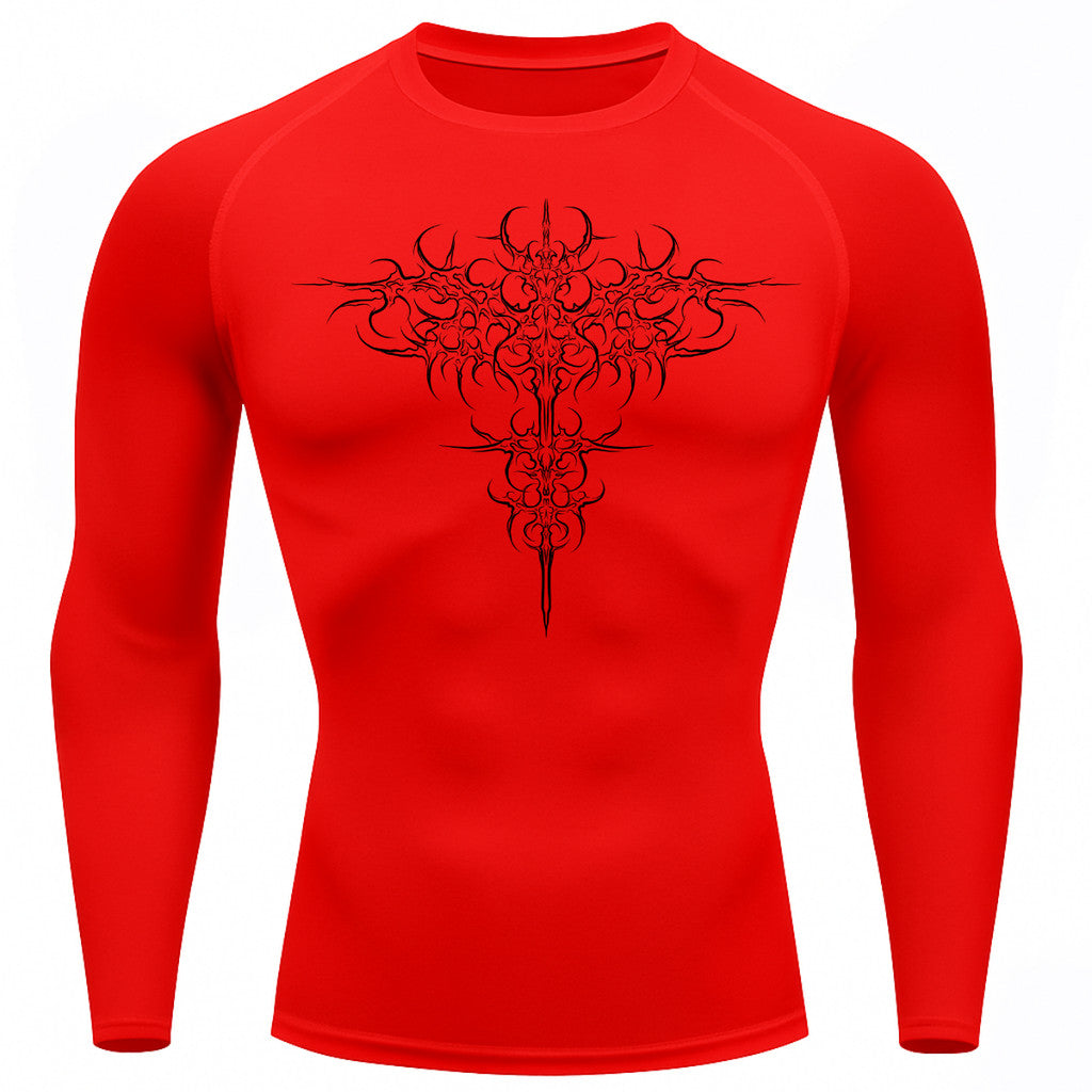 Camiseta Compressão Uv 50+ Manga Longa Cyber Tribal Savage Emblem Rash Guard