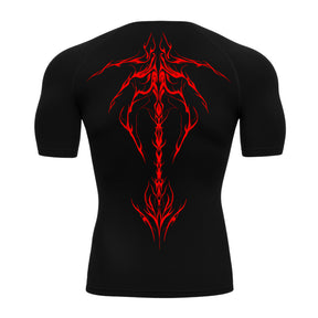 Camiseta Compressão Uv Manga Curta Cyber Tribal Unbreakable Dark Spine Rash Guard