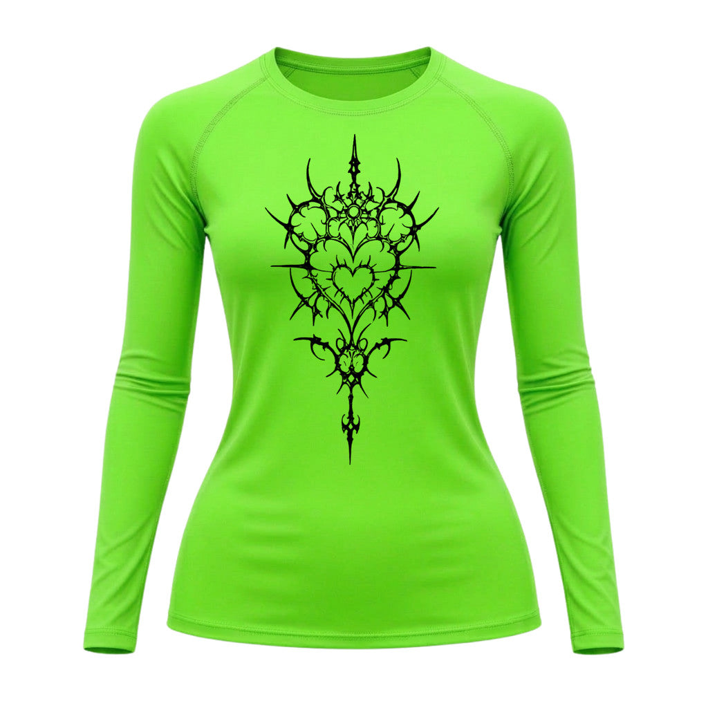 Camiseta Compressão Uv Manga Longa Cyber Tribal Iron Heart Dark Rash Guard