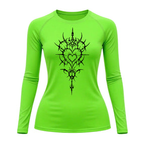 Camiseta Compressão Uv Manga Longa Cyber Tribal Iron Heart Dark Rash Guard