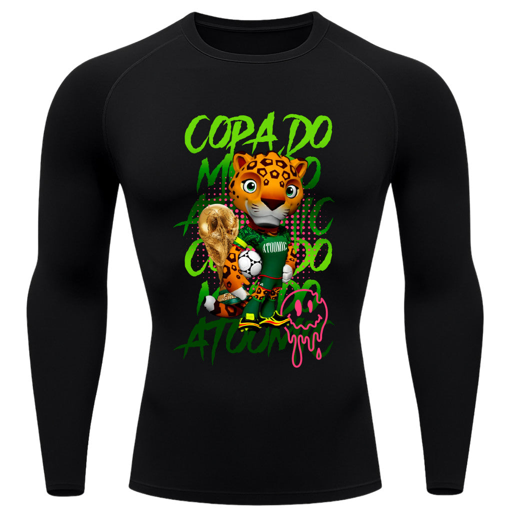 Camiseta Compressão Manga Longa UV Atoomic Onça Mascote Brasil Varias Cores Rash Guard